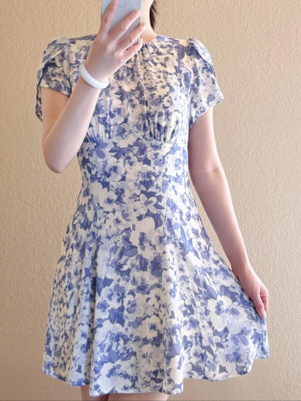 Reformation Blue and Cream Floral Mini Dress